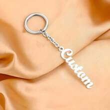1pc Personalized Custom Name Stainless Steel Keychain, Abbreviated, Fashionable And Casual, Suitable For Father's Day Mother's Day Gifts, Valentine's Day Gifts, And Student Friends Gifts.