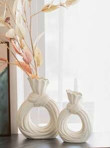 Modern And Simple Round Circle Knot Shaped Resin Flower Vase, Home Tabletop Decoration Vase For Flowers And Plants Cultivation, Suitable For Home, Hotel, Restaurant Tabletop And Entrance Decoration And Hydroponics, Can Be Used All Year Round. Home Decor Room Decor Glass Vase