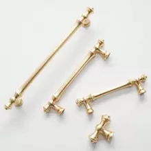 2pcs/4pcs Brushed Brass Cabinet Knobs, Golden Zinc Alloy Metal Handles For Kitchen Cupboards & Vanity Drawers, Durably Crafted For Home Renovation - Cabinet Hardware Pulls