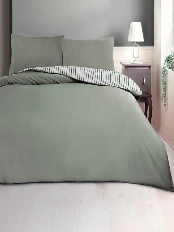 3-teiliges Bettwäsche-Set mit natürlicher Farbgebung für angenehmen Schlaf, elegant gefertigt aus natürlichen, seidig weichen Materialien mit modernem Altınbasak Streifenmuster in Kontrastfarben, perfekt für ein stilvolles Bettwäsche-Set