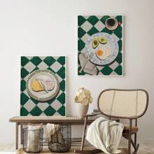 2pcs/Set, Canvas Hanging Painting, Framed Decorative Painting, Poster, Wall Art, Chic Butter And Egg Breakfast Canvas Art, Waterproof Kitchen Decorative Poster For Dining Room, Living Room, Bedroom - Perfect Gift For Home Decor Gifts Birthday Graduation