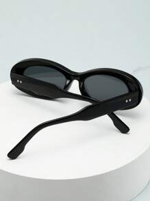 1pc Men's Oval Frame High Quality Minimalist Stylish Fashion Fashion Glasses, Suitable For Driving, Casual, Travel, Party And Daily Use - Black Frame Gray Film - View 5