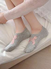 3 Pairs Women Bow Invisible Socks, Minimalist Casual Ankle Socks, Random Colors, Breathable, Moisture-Wicking, Soft & Comfortable, Suitable For Daily, Casual, And Holiday Wear, Short Socks, Invisible Socks, White Socks, Women Socks, Cute Socks, Autumn/Winter/Spring Socks, Can Be Worn Year-Round - Multicolor - View 6