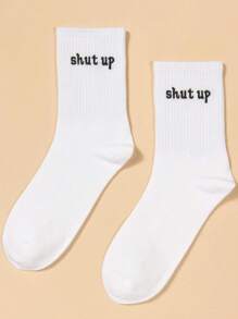 1/3/5 Pairs Mid-Calf Socks In Black And White, Suitable For All Seasons, - Multicolor - View 16