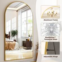 77"X38" Large Arch Mirror Full Length, Oversized Wall Mirrors With Aluminum Alloy Frame, Full Body Floor Mirror For Bedroom, Dressing Room, Black-Gold Home Decor Back To School Room Decor School Supplies - 金色 - 查看 4