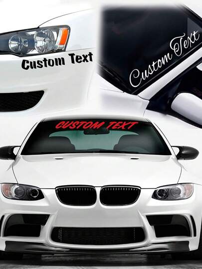 2pcs Customized Personalized Text Name Decal Sticker, Unisex, Car Exterior Accessories Sticker, Necessity For Car Decoration, Available In White/Black/Pink/Red/Multicolor Laser, Applicable To Tumbler, Laptop, RV, Truck, Phone, Boat, Helmet, Bottle, Car & Vehicles, Personalized Text, Create Your Own