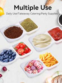 20pcs Portable Double-Layer Condiment Boxes - Reusable Plastic Sauce Dip Trays, Multi-Function Covered Dipping Cups, Salad Sauce Takeout Boxes, Double-Layer Condiment Boxes, Double-Layer Snack Boxes With Takeout Sauce, Suitable For Back To School, Halloween, Travel Snacks And Sauces, Beach Snacks, Christmas, Mother's Day, Parties, Birthday Parties, Gatherings, Etc. - Transparent B - View 5