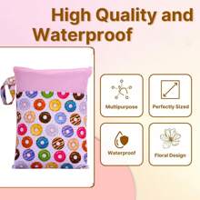 1pc Multi-Pocket Mommy Tote Bag, Fashion Colorful Patchwork Handbag, Cartoon Baby Diaper Wet Dry Bag, Stroller Carry Bag - Multicolor - View 2