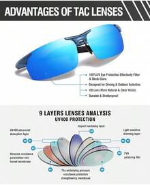 DUCO Mens Sports Polarized  UV Protection  For Men 8177s - Blue Frame Revo Blue Lens - View 5