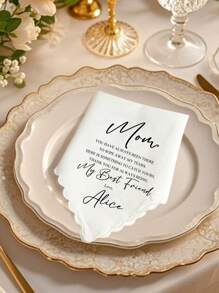1pc Customized Text Wedding Handkerchief, Best Gift For Bridesmaid, Mom, Girlfriend - White - View 4