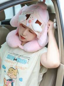 Bonita almohada de soporte para el cuello con forma de U de dibujos animados, almohada de viaje para el cuello, almohada de soporte para el cuello para avión o coche, almohada de soporte para el cuello portátil, ideal para viajes y comodidad del cuello