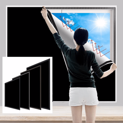 100% Blackout Curtain UV Blocking Window Drapes Blinds Full Shades Panel DIY Portable Film Removable Portable Travel Block Light Cloth Removable Temporary Blackout Blinds For Window Bedroom Sunshade Cover