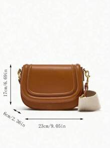 New Fashion Casual Retro Solid Color Large Capacity Adjustable Strap Multi-Function Crossbody Saddle Bag, Suitable For Parties, Shopping And Daily Use, Can Store Coins, Phones, Fit For Office Workers, College Students And Commuters As Work Bag - Brown - View 4