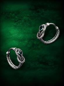 1 par de brincos de cobra com pedra verde da moda, minimalistas, sofisticados, personalizados, descolados e casuais, adequados para homens usarem diariamente, ao ar livre, no trabalho, ótimo presente de aniversário para amigos