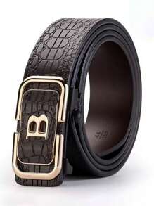 1 pieza Cinturón automático de hebilla para hombres, con textura de cocodrilo, cinturón minimalista casual para negocios, adecuado para adolescentes, casual de verano, al aire libre, deportivo, vacaciones, regalos de graduación, accesorios de cumpleaños, uso diario - Mismo estilo - Ver 15