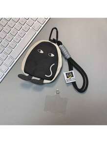Cute Funny Little Black Person Hanging Bag Phone Case Short Strap Handheld Mini Purse Weird Expression Earphone Case Jeans Waist Bag Card Holder Mini Change Purse Gift For Men And Women Gifts For Mother, Family, Friends, Birthday, Holiday Phone Charm, Phone Chain
