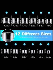 600 móng giả gel mềm hình chữ X, móng giả ngắn, móng giả vuông, móng dán 12 kích cỡ, móng giả kiểu Pháp, móng acrylic, dụng cụ làm móng - Trong sáng - Xem 5