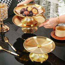 1 个金色蛋糕/水果架，由不锈钢板和塑料底座制成，适合展示蛋糕和甜点，非常适合派对和节日 - 彩色 - 查看 9