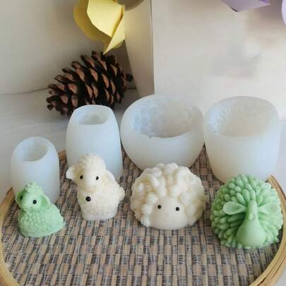 1pc/4pcs Molde de silicone em forma de ovelha para chocolate, molde para bolo e biscoito, molde para geleia de doce de cabra, molde para decoração de bolo de vela de cera de sabão artesanal