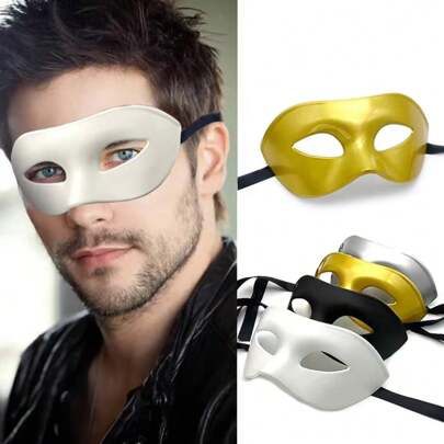1pc Solid Color Party PVC(Polyvinyl Chloride) Half Face Halloween Masquerade Mask