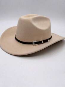 Sombrero de vaquera de poliéster para mujer, sombrero fedora negro de copa blanda estilo western, para eventos al aire libre (talla única)