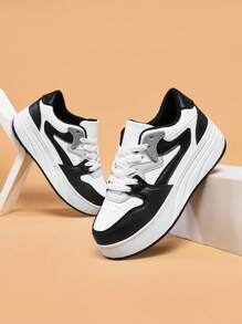 Zapatos con ruedas de estilo universal para niños/niñas, zapatos con ruedas desmontables de 4 ruedas para adolescentes, zapatillas deportivas de patinaje para exteriores - Blanco y Negro - Ver 6