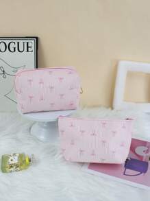 Set de 2 bolsos de maquillaje para mujer con capacidad grande y forma octagonal, de estilo clásico y moda, simples y adecuados para dormitorio, familia, salidas, trabajo, viaje ligero, bolso con cierre para pequeños artículos, ideal como regalo para niñas y mujeres, organizador de viaje esencial para maquillaje y artículos de tocador