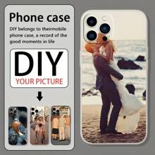 1 pieza Funda protectora de teléfono personalizada de TPU en color negro, blanco y morado compatible con modelos de /Galaxy, elegante, colorida, vintage, linda, personalizada, ideal como regalo para él, ella, novio, novia, familia, amigos, abuelos, pareja, para aniversarios, para cumpleaños