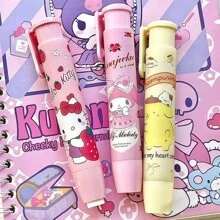 Sanrio 5pcs Sanrio Cartoon Hello Kitty Kuromi Cinnamoroll Push Eraser Anime Kitty Cat Eraser Stationery Gift Office Learning Supplies(Some Parts May Be Random)
