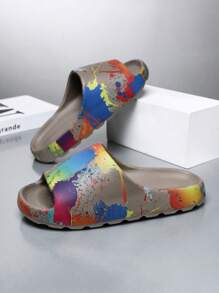 Plus Size Men's Fashion Versatile Durable Anti-Slip Cushion Beach Sandals, Waterproof Anti-Sweat Anti-Odor Rebound Colorblock Soft Bottom Slippers - Brown - View 3