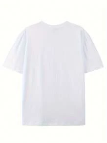 Men's High-Quality 100% Cotton Street Style T-Shirt With Lip And Letter Printed Patterns, Weighing 220 Grams. High Quality, Comfortable, Versatile, Soft, Breathable Summer Short Sleeved Top - 白色 - 查看 3