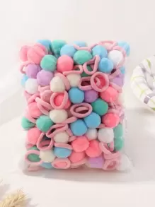 30/60pcs Candy-Colored Fluffy Ball Hair Ties, Adorable Mini Hair Accessories For Kids