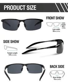 DUCO Mens Sports Polarized  UV Protection  For Men 8177s - A Black Frame Gray Lens - View 4