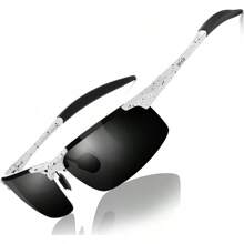 DUCO Mens Sports Polarized  UV Protection  For Men 8177s - White Black Frame Grey Lens - View 1