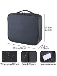 Maletín de maquillaje profesional portátil para artistas de maquillaje, bolso de cosméticos con espejo, impermeable, organizador de gran capacidad para el cuidado de la belleza y las uñas