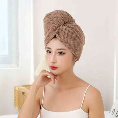 1 pièce Chapeau ultra-fin en microfibre séchage rapide, serviette épaisse en polaire corail absorbante, serviette de bain absorbante et séchage rapide. Bonnet de douche pour retour à l'école. Essentiels pour salon de beauté, hôtel, sports, maison, serviette, soins de la peau