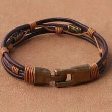 Vintage Brown Leather Bracelet For Men, Fashionable & Popular Accessory, Cross-Border Hot Seller - Brown - View 5