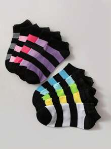 10 Pairs/20 Pairs Random Color Women Short Socks, Fashionable Colorful Breathable Comfortable Short Socks