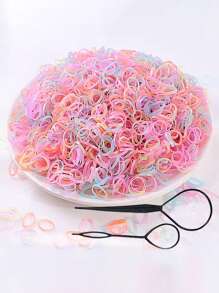 1 000 pièces d'élastiques colorés pour enfants + 2 pièces de bracelets accessoires pour cheveux pour filles
