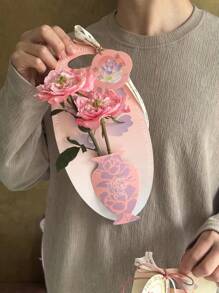 4pcs Mother's Day Single Flower Box Gift Bag, Rose Flower Package Materials, Handbag Suitable For Any Holiday - Pack Of 4 (ribbon and Card Not Included) - View 5