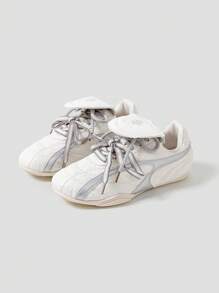 MASKERT 女士多功能时尚平底橡胶底休闲鞋，休闲鞋，日常搭配休闲鞋 - 銀色 - 查看 2