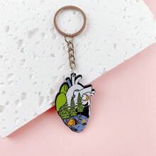 1 pieza/5 piezas Llavero con diseño de paisaje en forma de corazón de acrílico