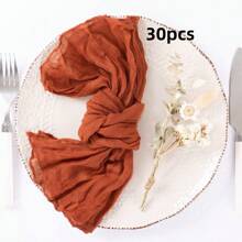 6/12/18/24/30pcs Set Balinese Sheer Coffee Color Napkins, 19.7 X 19.7 Inch Square Romantic Boho Style Transparent Napkins For Gift, Decoration, Vintage Bridal Shower, Birthday Party, Holiday Table Centerpiece (Multi-Color Options)