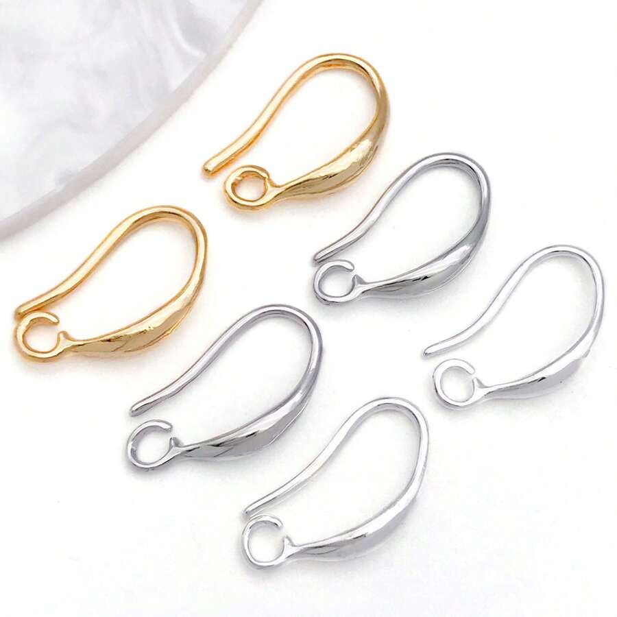 10pcs French Earring Hooks 18K Plated Earring Hooks, French Ear Wire Golden Fishhook Hoop Earrings Brass Earring Findings Component For DIY Jewelry Earring Making - Multicolor - View 1