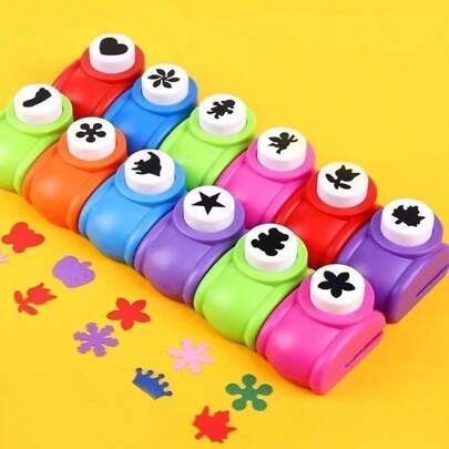 Juego de 4 piezas/6 piezas/8 piezas/12 piezas/16 piezas/24 piezas de perforadoras de papel artesanales, juego de perforadoras de estampado en relieve mini, herramienta de perforación de formas diarias, herramienta de estampado en relieve para manualidades de scrapbooking DIY, tarjetas de felicitación, decoraciones de diarios y arte de uñas para estudiantes
