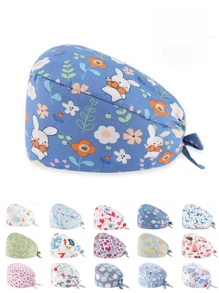 1pc Women's High Quality Polyester Material Digital Printed Heart, Floral, Animal Pattern Work Cap/Nurse Cap, Anti-Bacterial & Anti-Dust, Adjustable Drawstring Design, Suitable For Doctors, Nurses, And All Medical/Beauty/Veterinary Workers - Multicolor - View 5