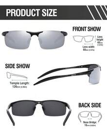 DUCO Mens Sports Polarized  UV Protection  For Men 8177s - Black Frame Revo Silver Lens - View 3