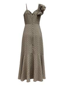 Váy cạp cao in họa tiết gợi cảm thanh lịch dành cho nữ có dây đeo mảnh - Màu Khaki - Xem 2