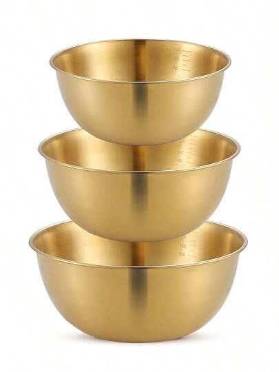 Set di ciotole da mixing in acciaio inossidabile - 3 ciotole nidificabili per cottura, panificazione e preparazione pasti | Facile da pulire, design salvaspazio