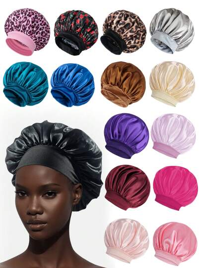 1 pieza Gorro para dormir de satén, Gorro para dormir ajustable, Gorro para dormir de satén para damas y caballeros, Cómodo para envolver el cabello mientras se duerme, Sombrero suave